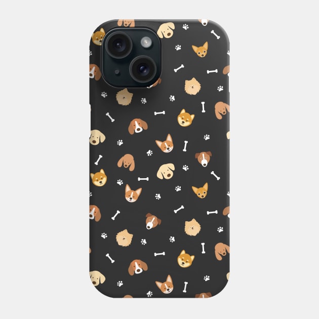 Cute mask with dogs for boys and girls, mask for dog lovers, mask for dog owners, dogs pattern mask Phone Case by crocozen