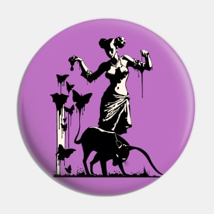 Floating Witch Spell Casting Grafitti Pin