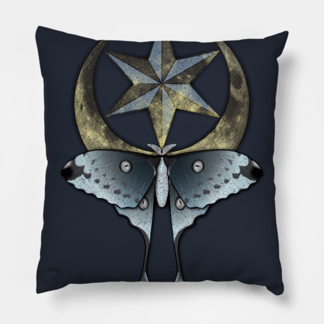 Moon Moth - Inked Pillow by meownarchy