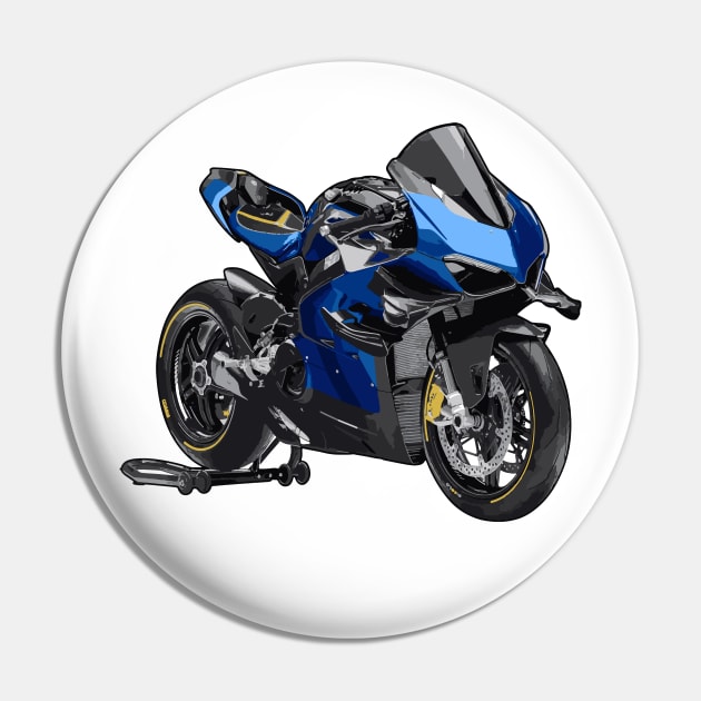 Blue Superleggera V4 Illustration Pin by KAM Std