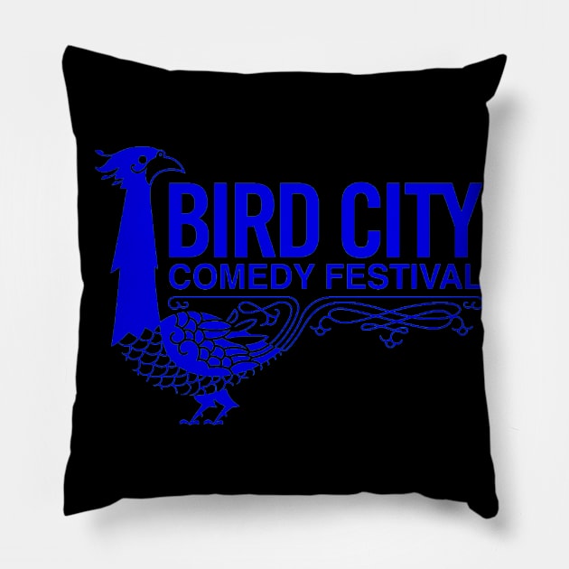 Old School Logo in Royal Blue Pillow by BirdCityComedyFestival