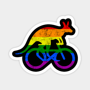 Cyclist Kangaroo Bicycle Funny Sport Motivation Rainbow Flag Magnet