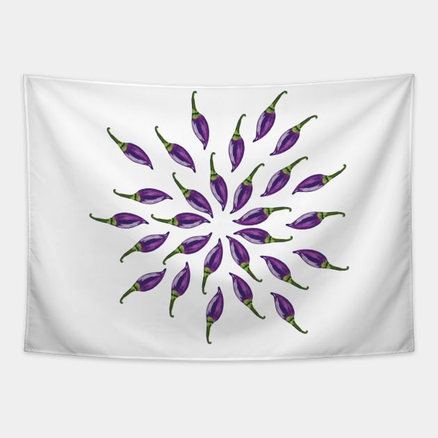 Purple Peppers Tapestry by Manitarka