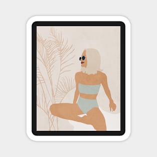 Gir, Sunglasses, Boho style art, Mid century art Magnet