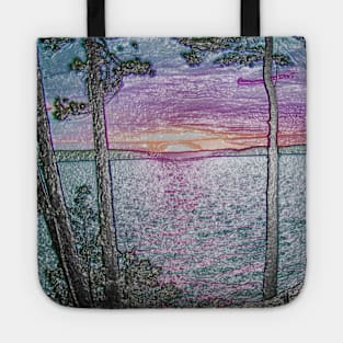 Lake Sunset-Colour Embossed -Available As Art Prints-Mugs,Cases,Duvets,T Shirts,Stickers,etc Tote