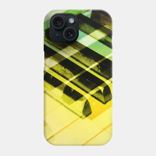 Overlapping Abstract Mirroring Piano Keys with Green and Yellow Phone Case