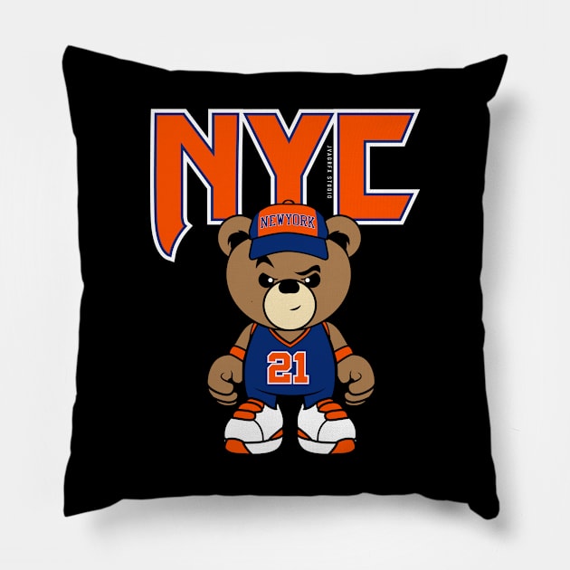 NewYork Teddybear basketball tee Pillow by janvimar