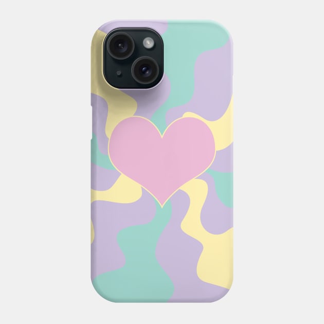 Heart - Pastel Pink, Yellow, Purple and Green Phone Case by LAEC