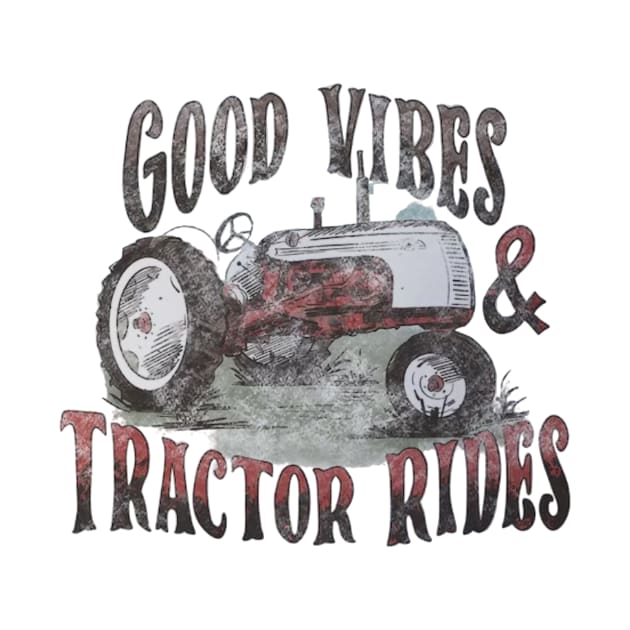 Good Vibes and Tractor Rides Kids Retro by John white