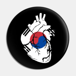 South Korea Flag, Anatomical Heart Design Pin