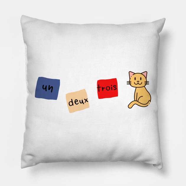 un deux trois cat Pillow by Salizza