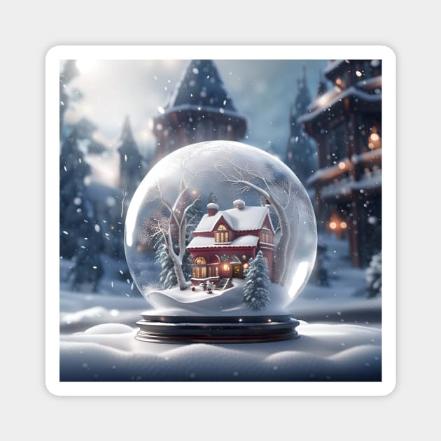 Winter inside Glass Ball Magnet by SmartPufferFish