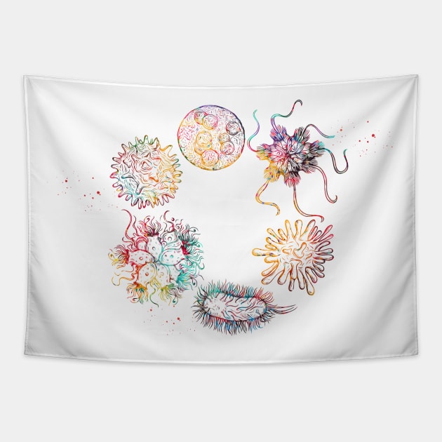 Human viruses and microbes Tapestry by erzebeth