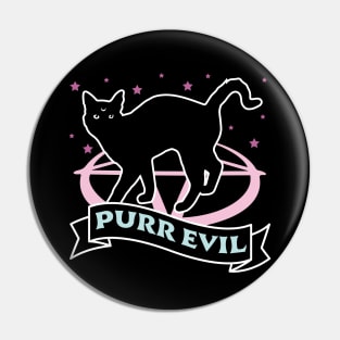 Purr Evil Cat - Pastel Goth Halloween Black Cat Lover Pin