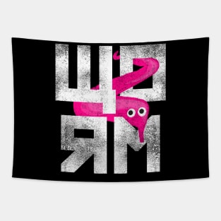 Pink Worm On A String Meme, Magic Worm Fuzzy Retro Style Tapestry