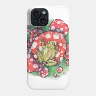 Frog on Mushrooms Phone Case