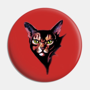 Cat Portrait Watercolor Art Paint Style Pin