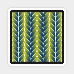 Green Blue Leaf Tile Pattern Magnet