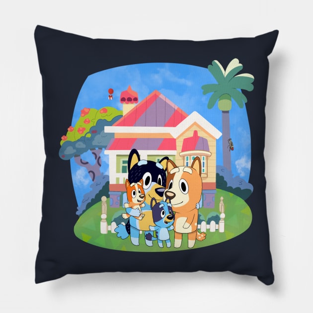 Bluey Crossing Pillow by AmyNewBlue