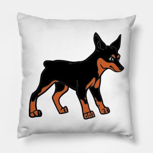 doberman pinscher black and rust cartoon Pillow