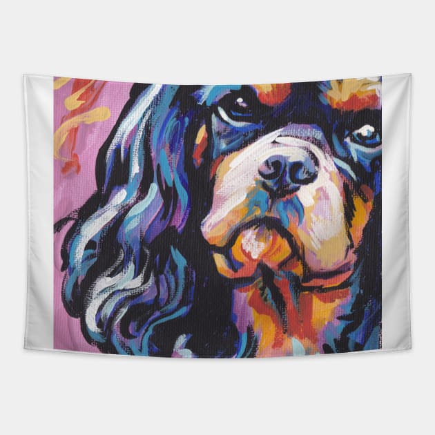 cavalier king charles spaniel Dog Bright colorful pop dog art Tapestry by bentnotbroken11