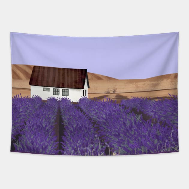 Lavender cottage Tapestry by KatherineBlowerDesigns