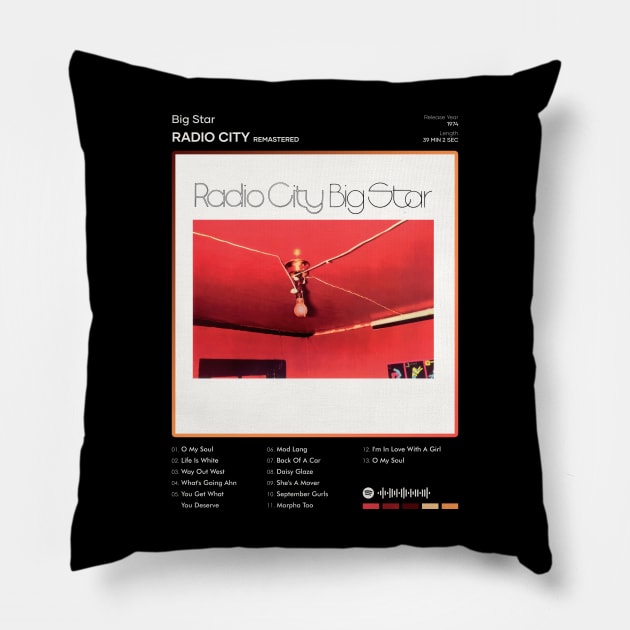 Big Star - Radio City (Remastered) Tracklist Album Pillow by 80sRetro