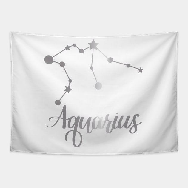 Aquarius Zodiac Constellation in Silver Tapestry by Kelly Gigi