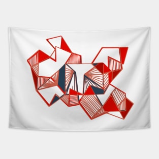 Red geo abstract paint lines Tapestry