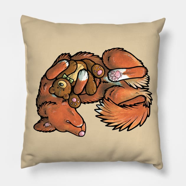 Sleeping Nova Scotia Duck Tolling Retriever Pillow by animalartbyjess