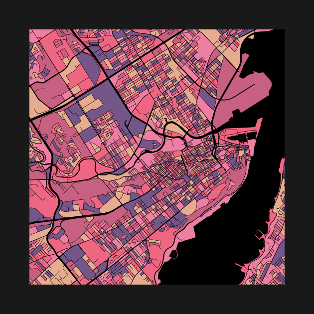 Quebec City Map Pattern in Purple & Pink by PatternMaps