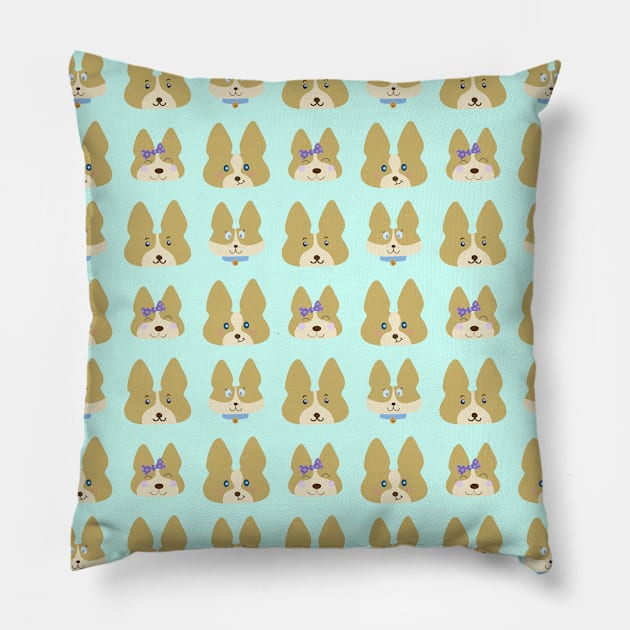 Cute Corgis Allover Pattern Pillow by KelseyLovelle