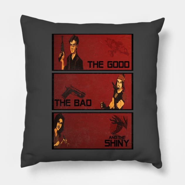 The good,the bad and the SHINY! Pillow by kurticide