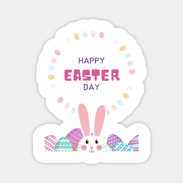 Happy Easter Day bunny and eggs 2023 Magnet by Pop on Elegance