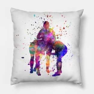 Rugby women in watercolor Pillow