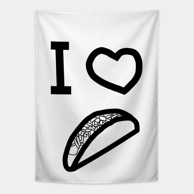 I Heart Tacos Outline Tapestry by ellenhenryart