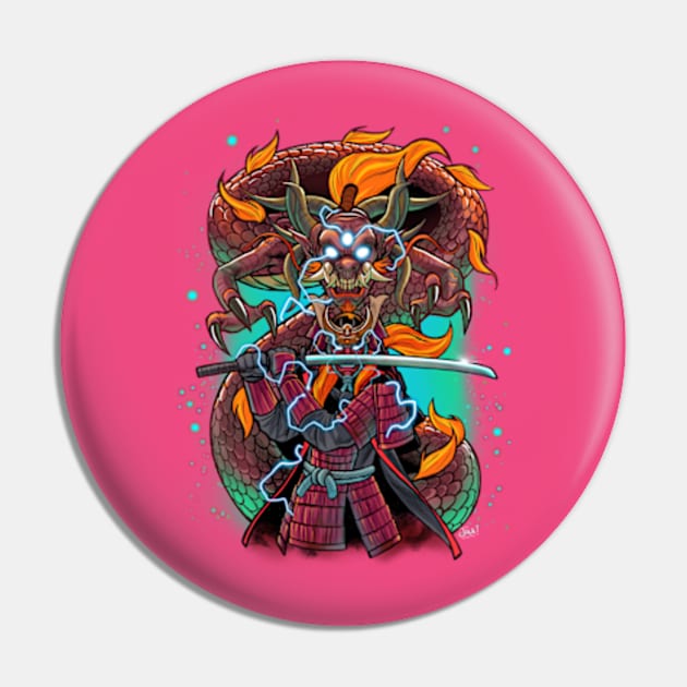 Samurai Dragon Pin by JackComicArt