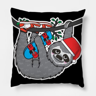 Sloth Skater Xmas Pillow