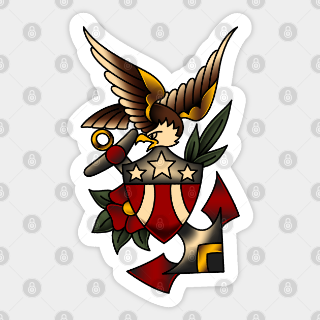 Patriotic Eagle and Anchor - American Traditional - Sticker | TeePublic Patriotic Eagle and Anchor - American Traditional - Sticker | TeePublic