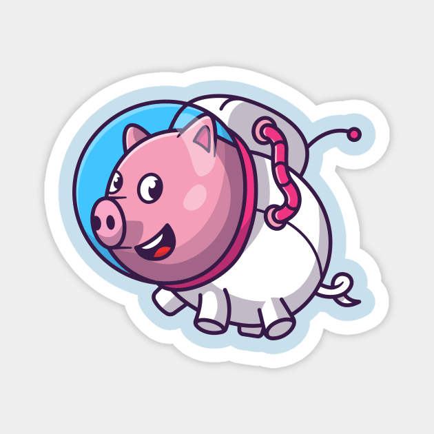 Cute Pig Astronaut Floating Cartoon Magnet by Catalyst Labs