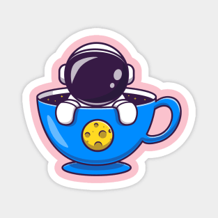 Cute Astronaut In Cup Cartoon Magnet