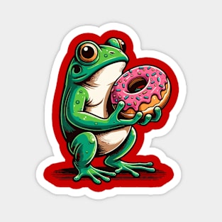 Cute frog carrying a donut Magnet