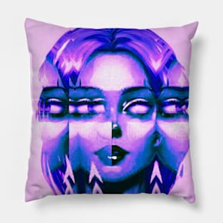 Psychic - Glitch Art Portrait Pillow