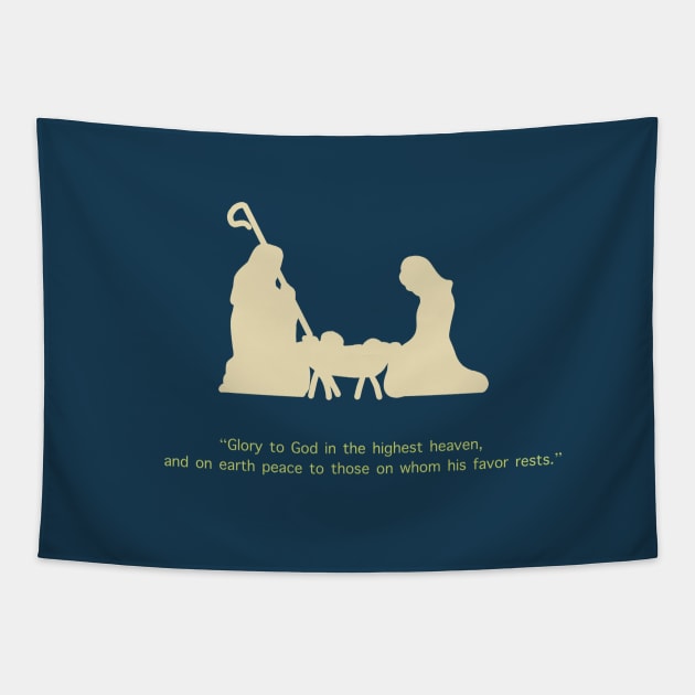 Christmas birth of Jesus and bible verse art Tapestry by Denicbt