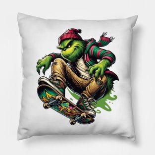 Grinch sk8 design Pillow