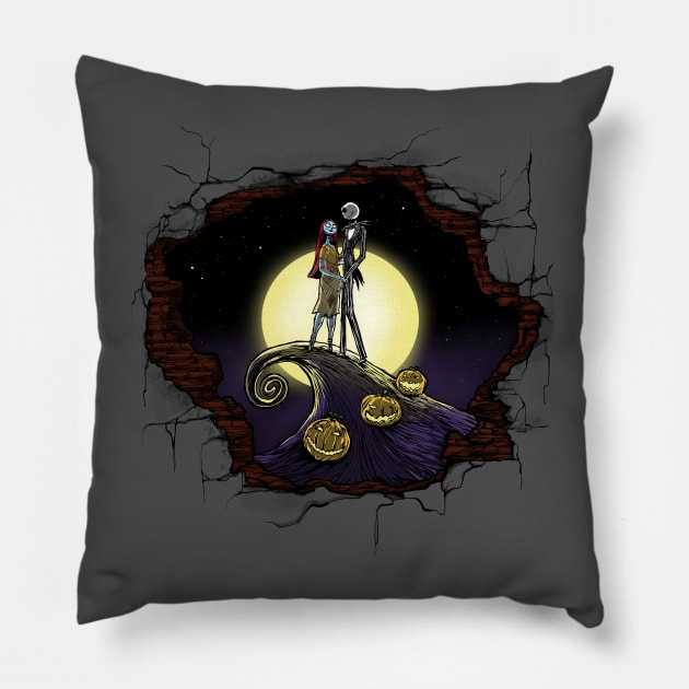 Nightmare Through the Wall Pillow by Zascanauta