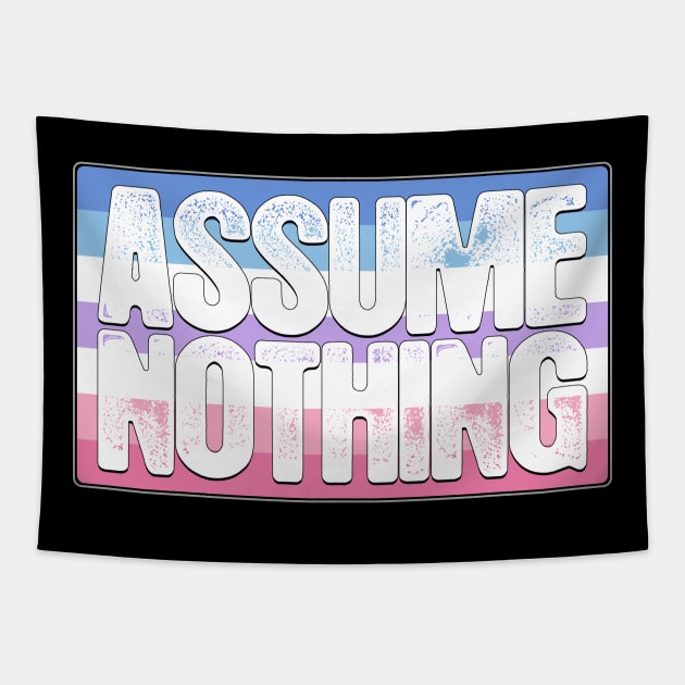 Assume Nothing Bigender Pride Flag Tapestry by wheedesign