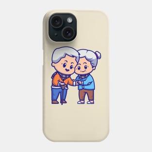 Cute Grandparents Couple Love Cartoon Phone Case