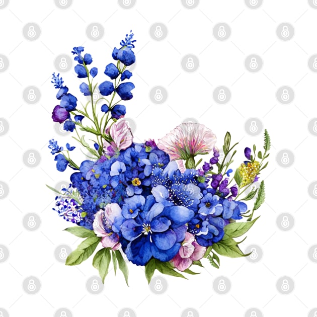 Beautiful Purple and Blue Lavender Flowers Violet Wildflowers garden Floral Pattern. Watercolor Hand Drawn Decoration. Summer by sofiartmedia