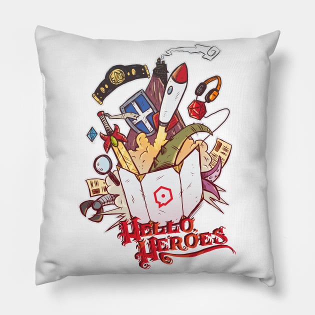 Hello Heroes! Pillow by One Shot Podcast